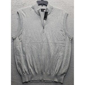 Greg Norman 1/4 Zip Sweater Vest Mens Large Gray Knit Golf Performance Pullover